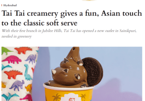 Freshly made soft serve and taiyaki at Tai Tai Creamery, Hyderabad