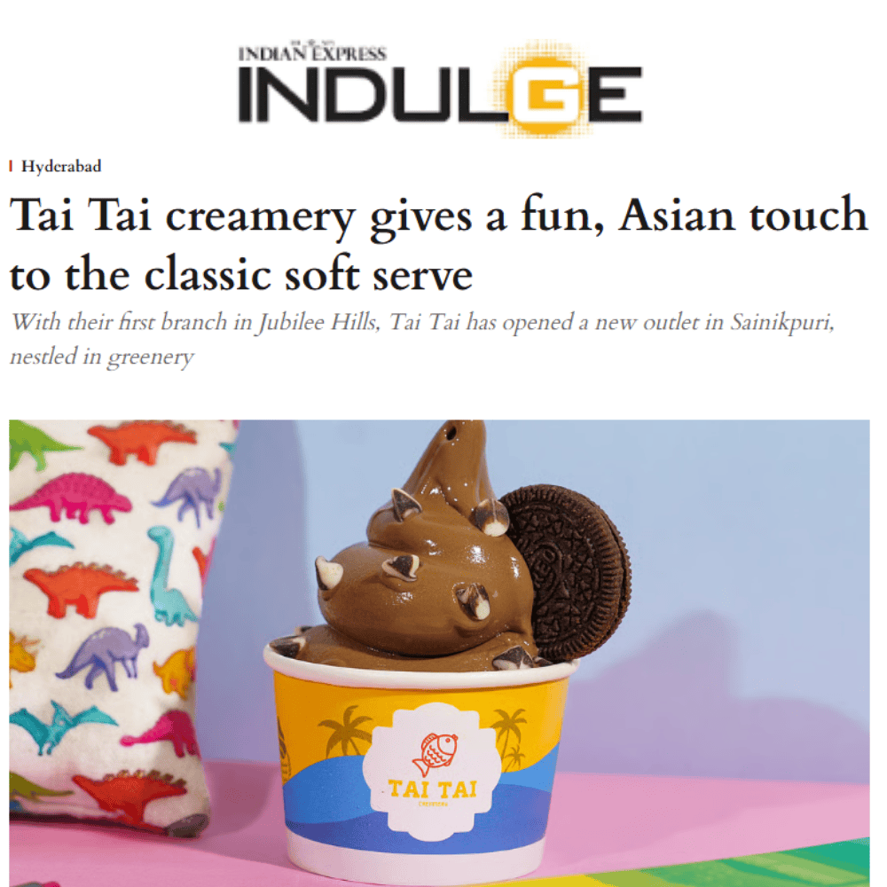 Freshly made soft serve and taiyaki at Tai Tai Creamery, Hyderabad