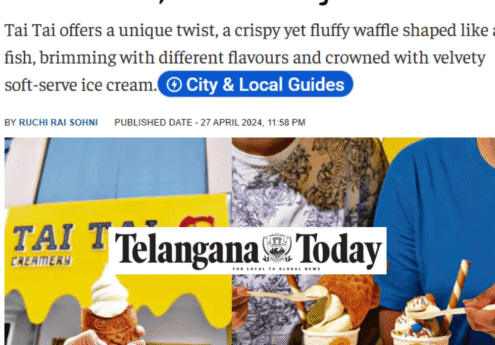 Freshly made soft serve and taiyaki at Tai Tai Creamery, Hyderabad
