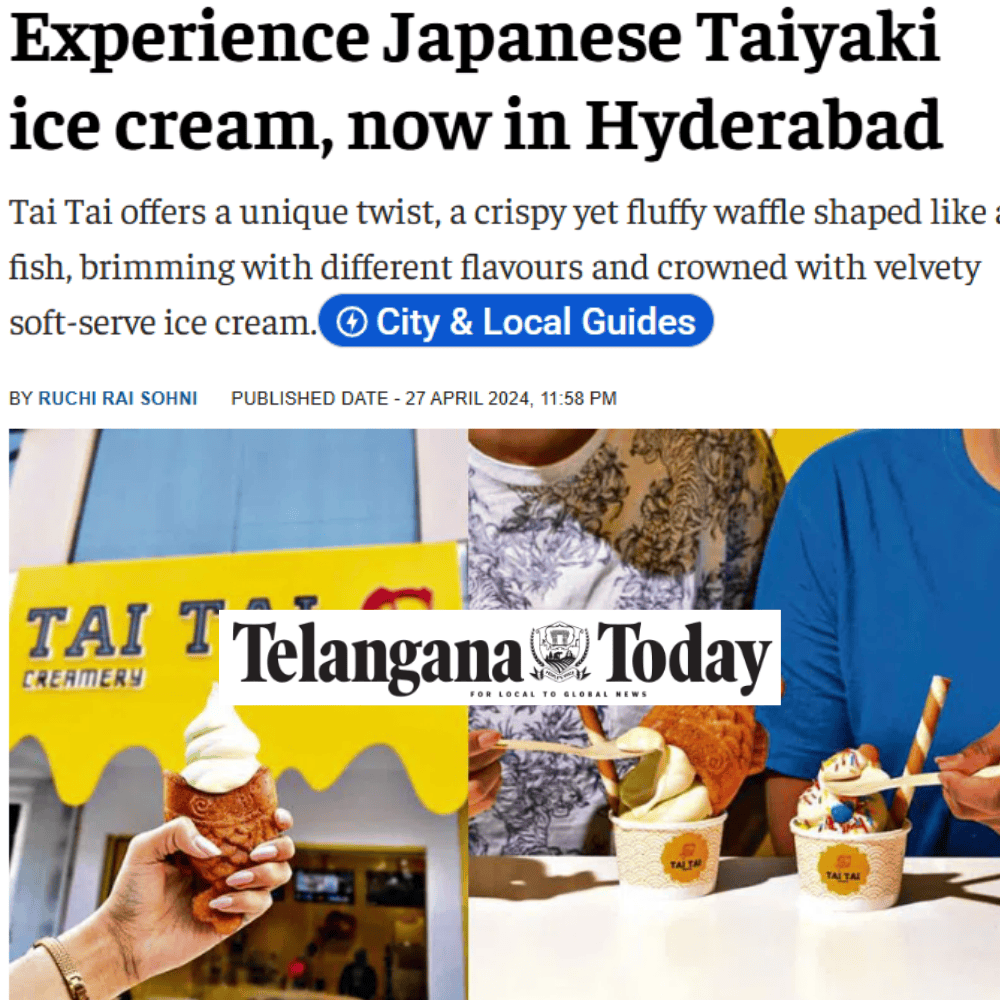 Freshly made soft serve and taiyaki at Tai Tai Creamery, Hyderabad