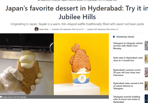 Freshly made soft serve and taiyaki at Tai Tai Creamery, Hyderabad